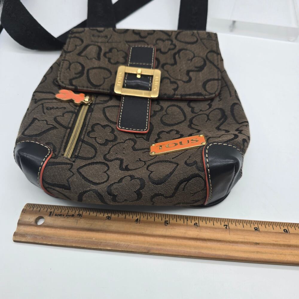 Tous Brown and Black Monogram Crossbody Bag with Gold Hardware - Picture 6 of 6